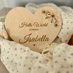 Targhetta Cuore "Hello World" Personalizzabile